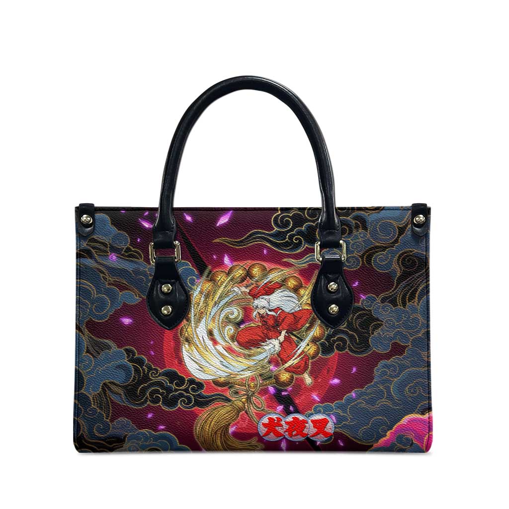 Inuyasha Demon Slayer Warrior Leather Bag Japanese Tattoo Art Style with Fiery Claw Marks