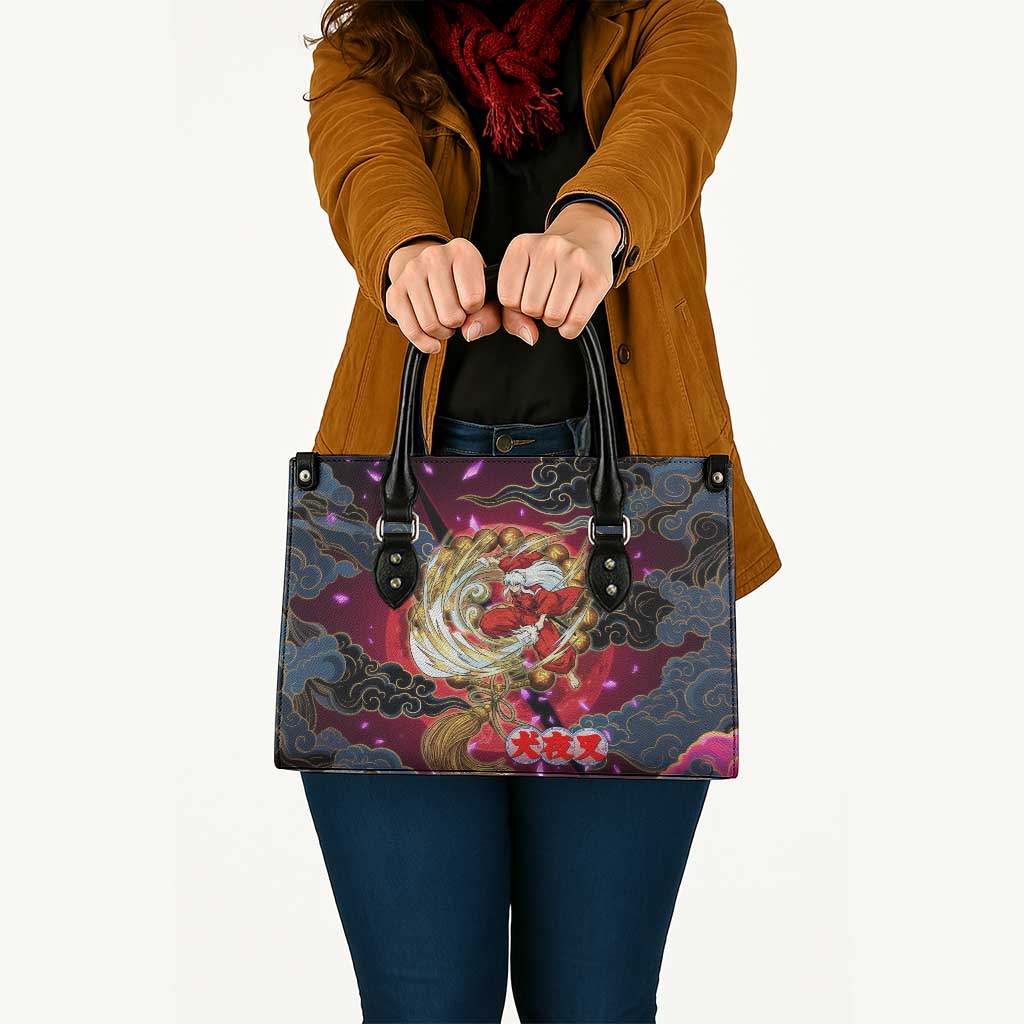 Inuyasha Demon Slayer Warrior Leather Bag Japanese Tattoo Art Style with Fiery Claw Marks