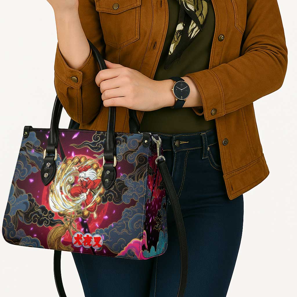 Inuyasha Demon Slayer Warrior Leather Bag Japanese Tattoo Art Style with Fiery Claw Marks
