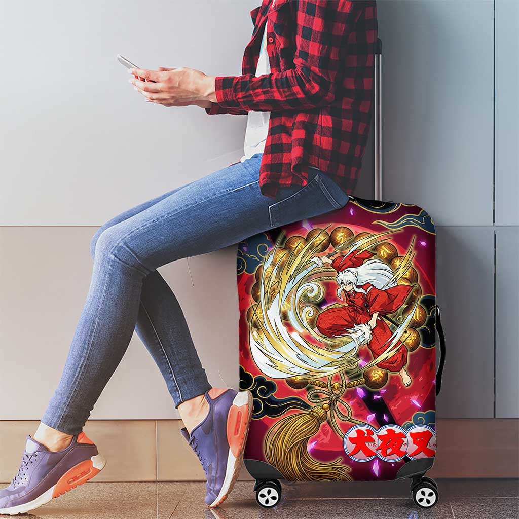 Inuyasha Demon Slayer Warrior Luggage Cover Japanese Tattoo Art Style with Fiery Claw Marks
