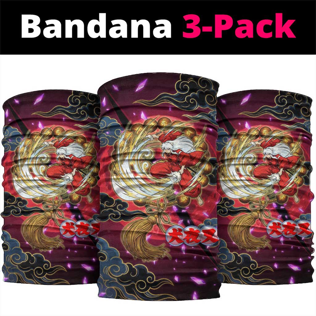 Inuyasha Demon Slayer Warrior Neck Gaiter Japanese Tattoo Art Style with Fiery Claw Marks