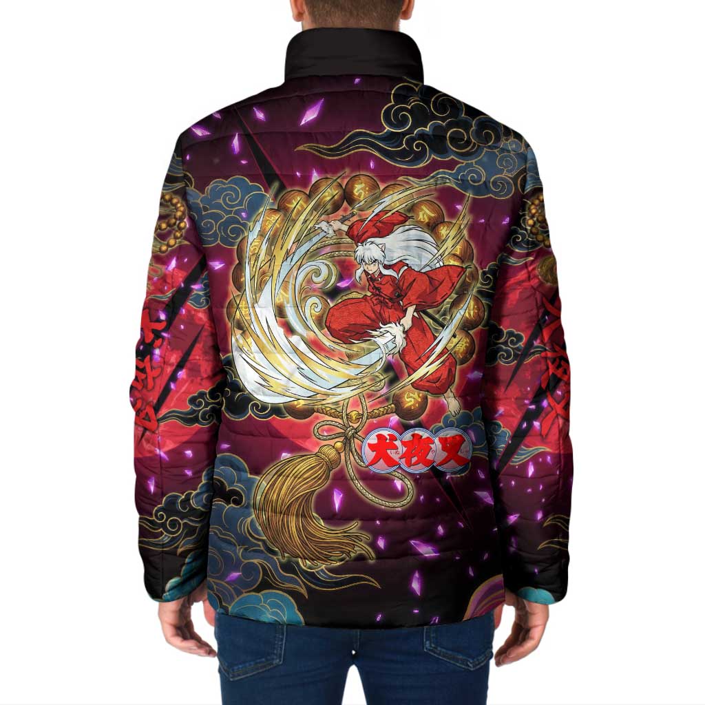 Inuyasha Demon Slayer Warrior Padded Jacket Japanese Tattoo Art Style with Fiery Claw Marks