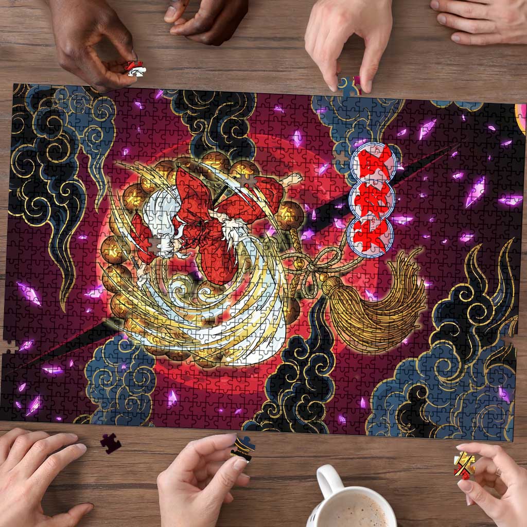Inuyasha Demon Slayer Warrior Puzzle Japanese Tattoo Art Style with Fiery Claw Marks