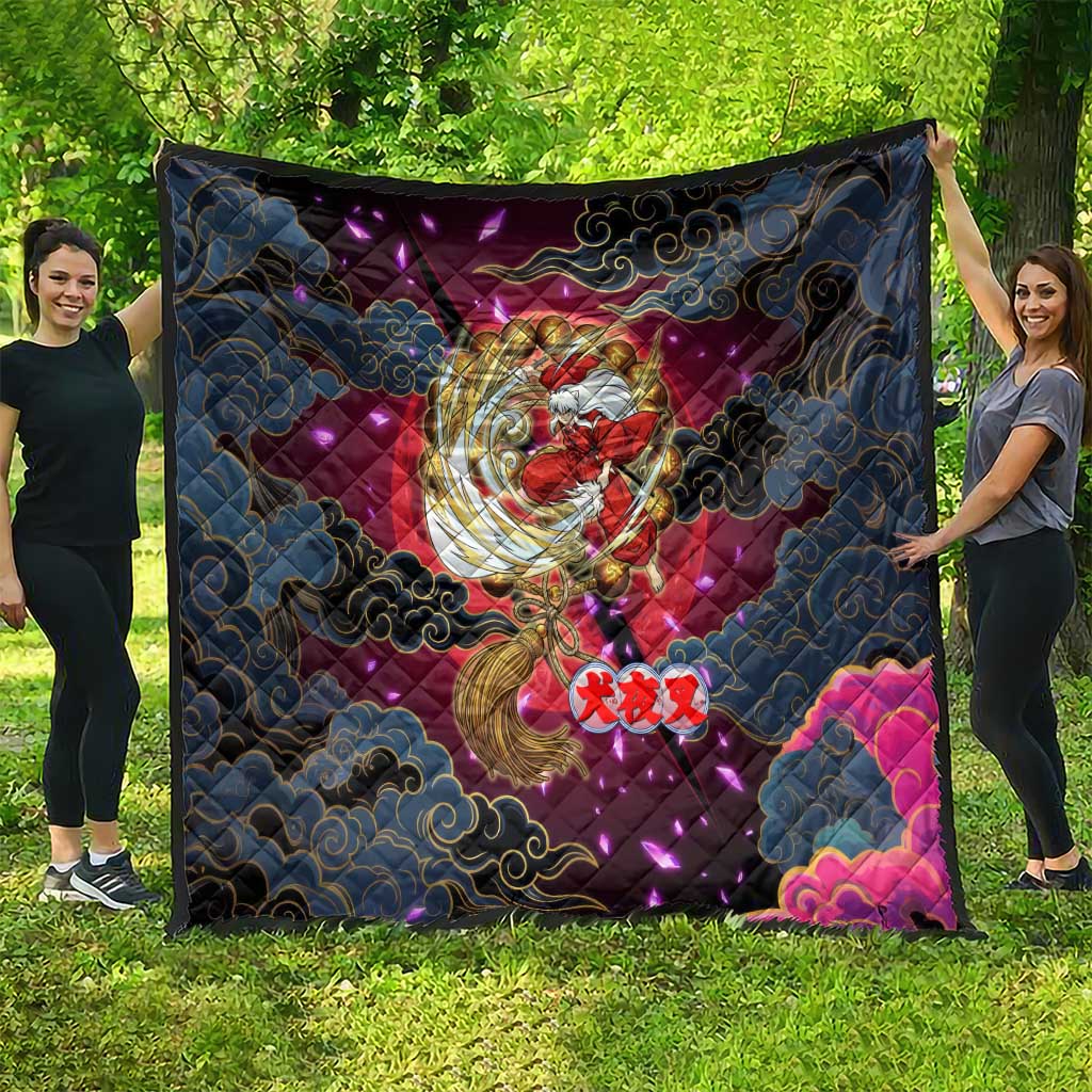 Inuyasha Demon Slayer Warrior Quilt Japanese Tattoo Art Style with Fiery Claw Marks