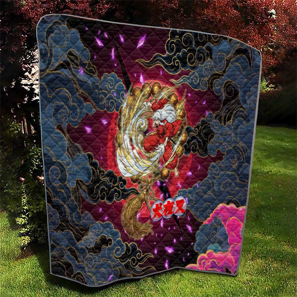 Inuyasha Demon Slayer Warrior Quilt Japanese Tattoo Art Style with Fiery Claw Marks