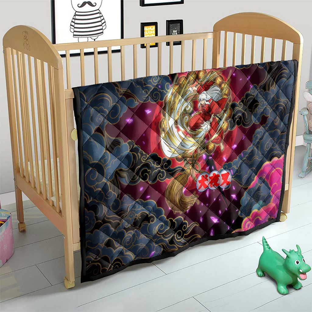 Inuyasha Demon Slayer Warrior Quilt Japanese Tattoo Art Style with Fiery Claw Marks