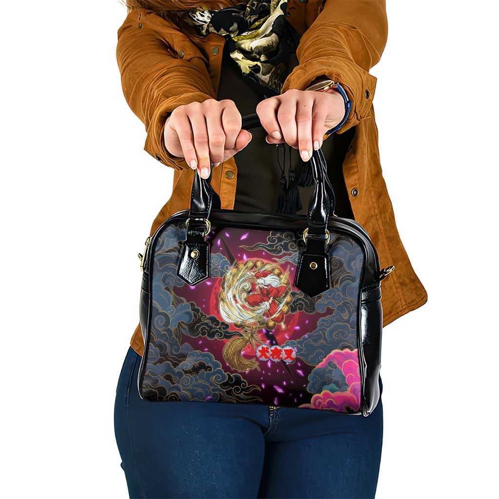 Inuyasha Demon Slayer Warrior Shoulder Handbag Japanese Tattoo Art Style with Fiery Claw Marks