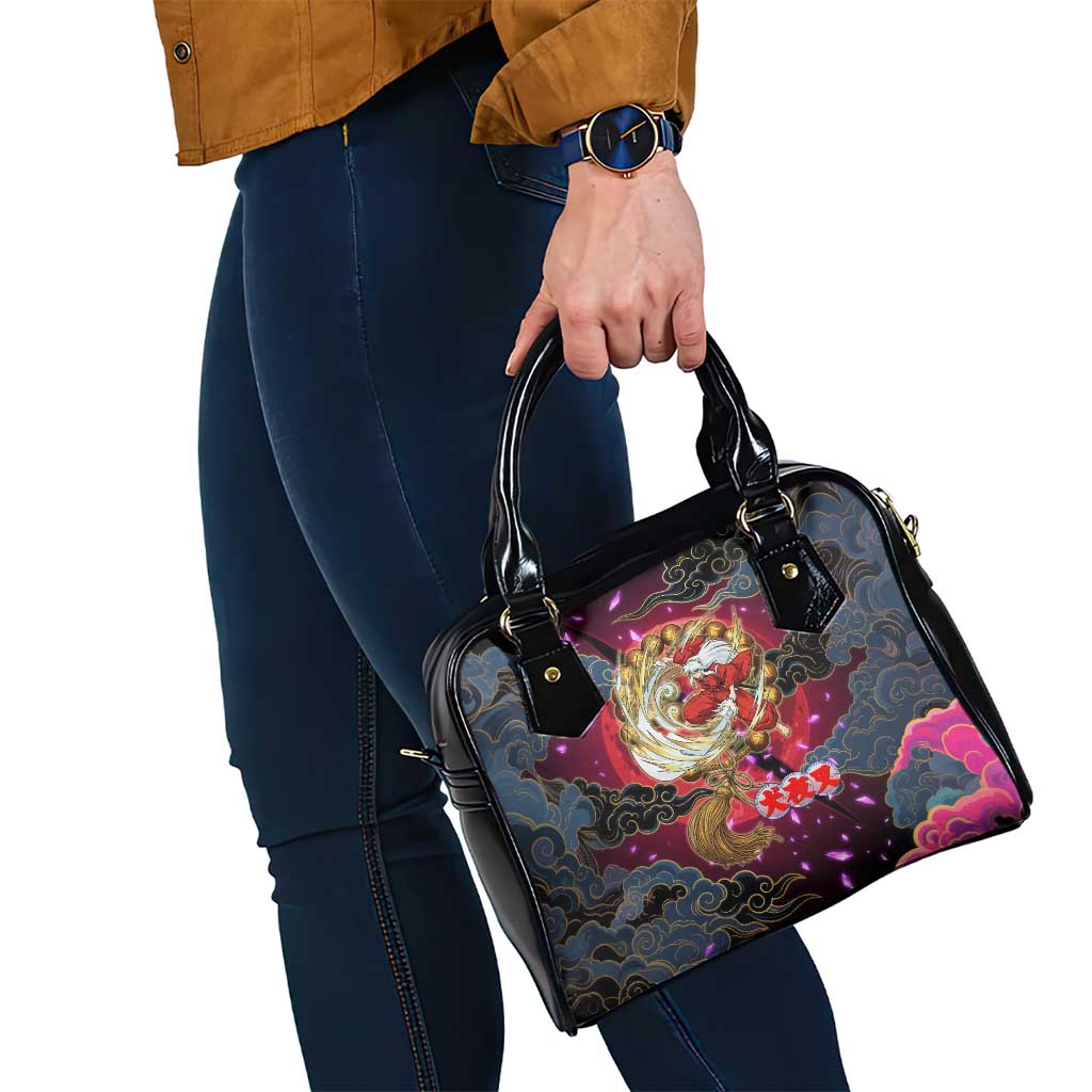 Inuyasha Demon Slayer Warrior Shoulder Handbag Japanese Tattoo Art Style with Fiery Claw Marks