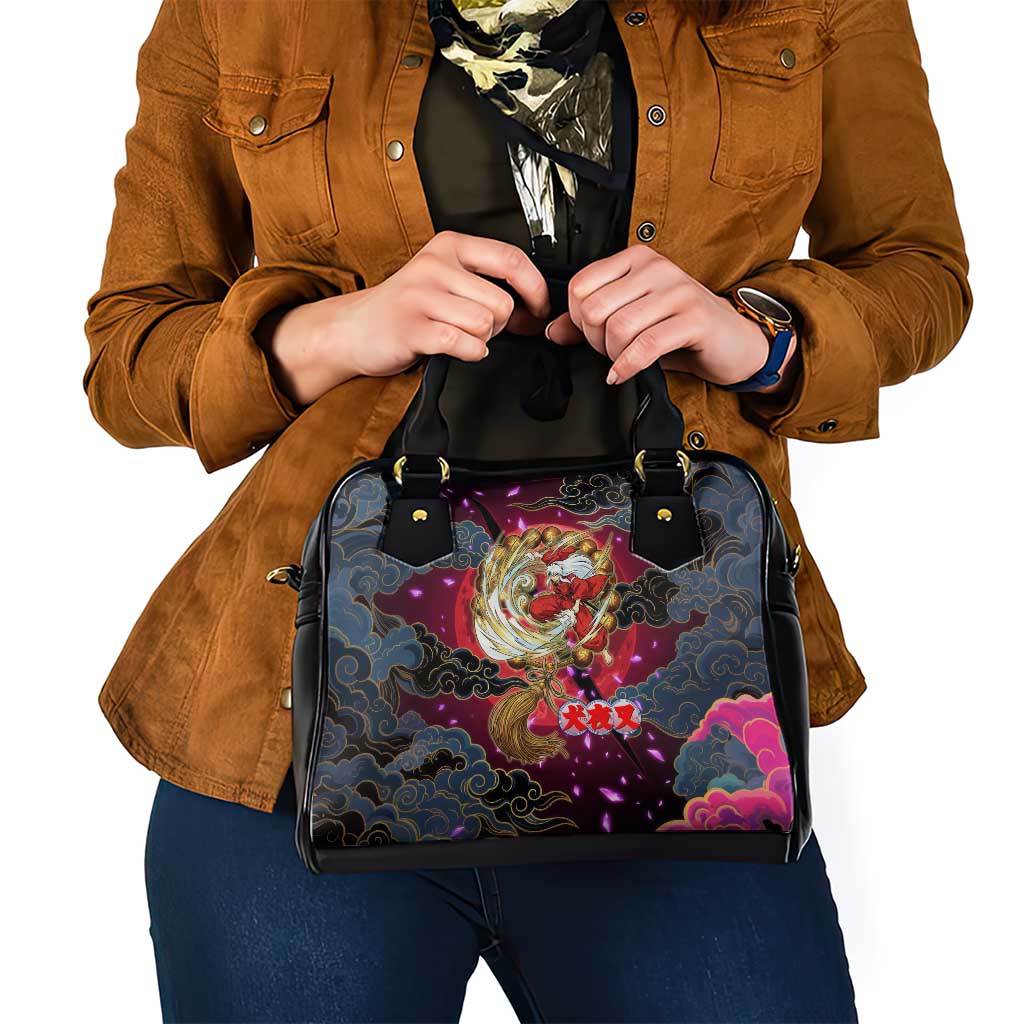 Inuyasha Demon Slayer Warrior Shoulder Handbag Japanese Tattoo Art Style with Fiery Claw Marks