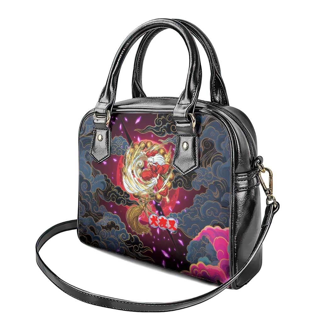 Inuyasha Demon Slayer Warrior Shoulder Handbag Japanese Tattoo Art Style with Fiery Claw Marks