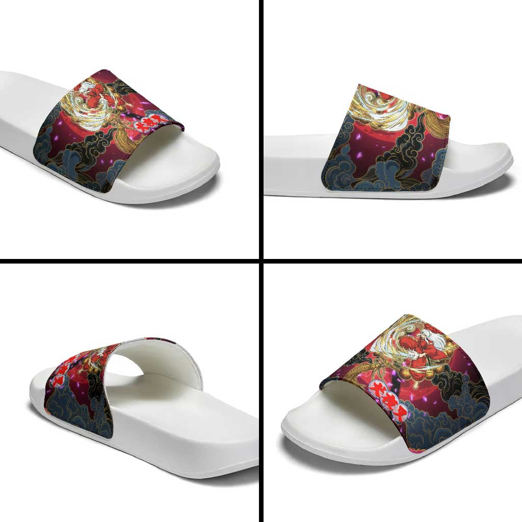 Inuyasha Demon Slayer Warrior Slide Sandals Japanese Tattoo Art Style with Fiery Claw Marks