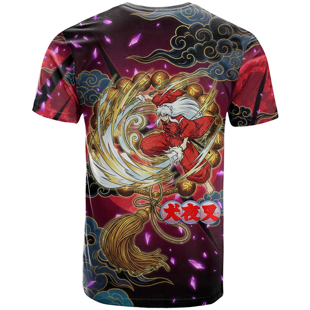Inuyasha Demon Slayer Warrior T Shirt Japanese Tattoo Art Style with Fiery Claw Marks