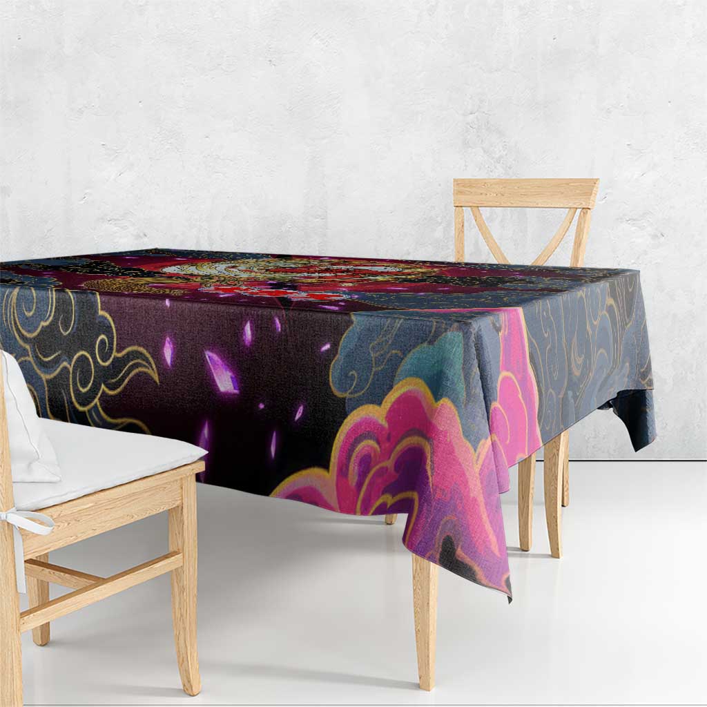 Inuyasha Demon Slayer Warrior Tablecloth Japanese Tattoo Art Style with Fiery Claw Marks