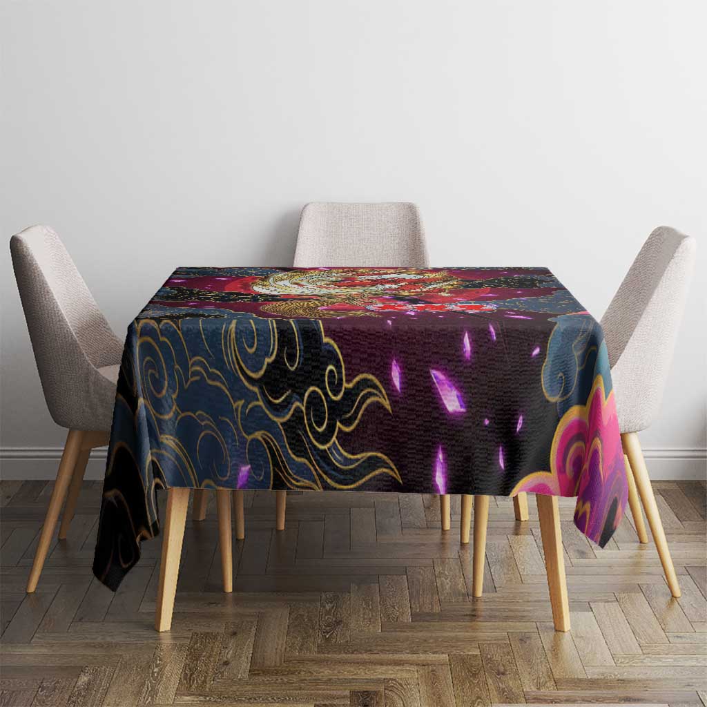 Inuyasha Demon Slayer Warrior Tablecloth Japanese Tattoo Art Style with Fiery Claw Marks
