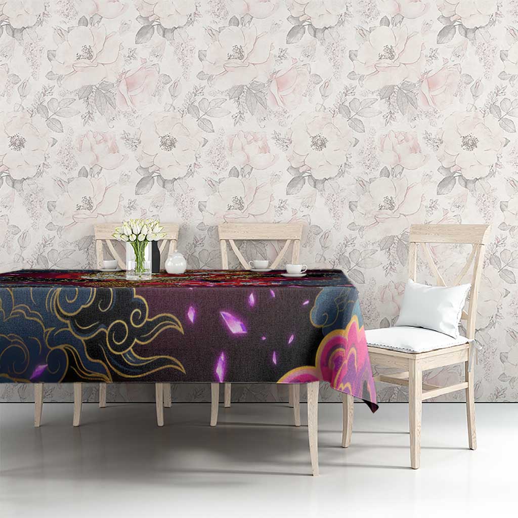 Inuyasha Demon Slayer Warrior Tablecloth Japanese Tattoo Art Style with Fiery Claw Marks
