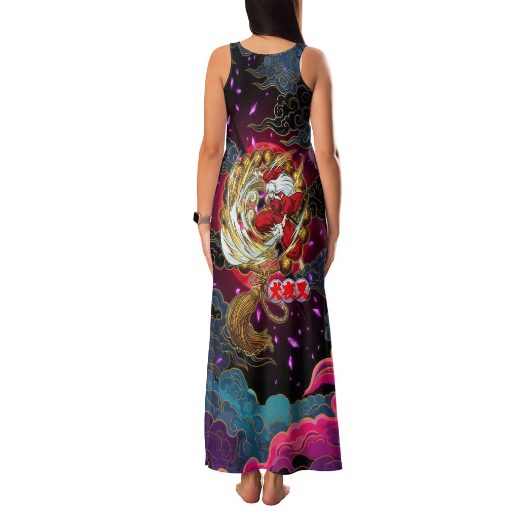 Inuyasha Demon Slayer Warrior Tank Maxi Dress Japanese Tattoo Art Style with Fiery Claw Marks