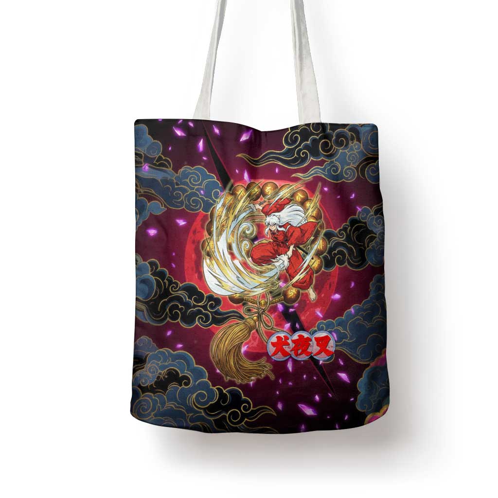 Inuyasha Demon Slayer Warrior Tote Bag Japanese Tattoo Art Style with Fiery Claw Marks