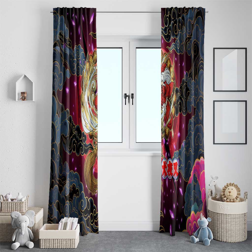 Inuyasha Demon Slayer Warrior Window Curtain Japanese Tattoo Art Style with Fiery Claw Marks