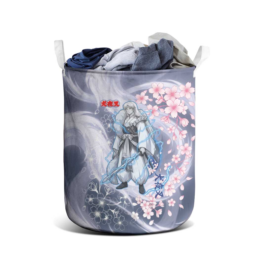 Sesshomaru Inuyasha Series Laundry Basket Elegant Sakura Storm Style with Crescent Moon Motif