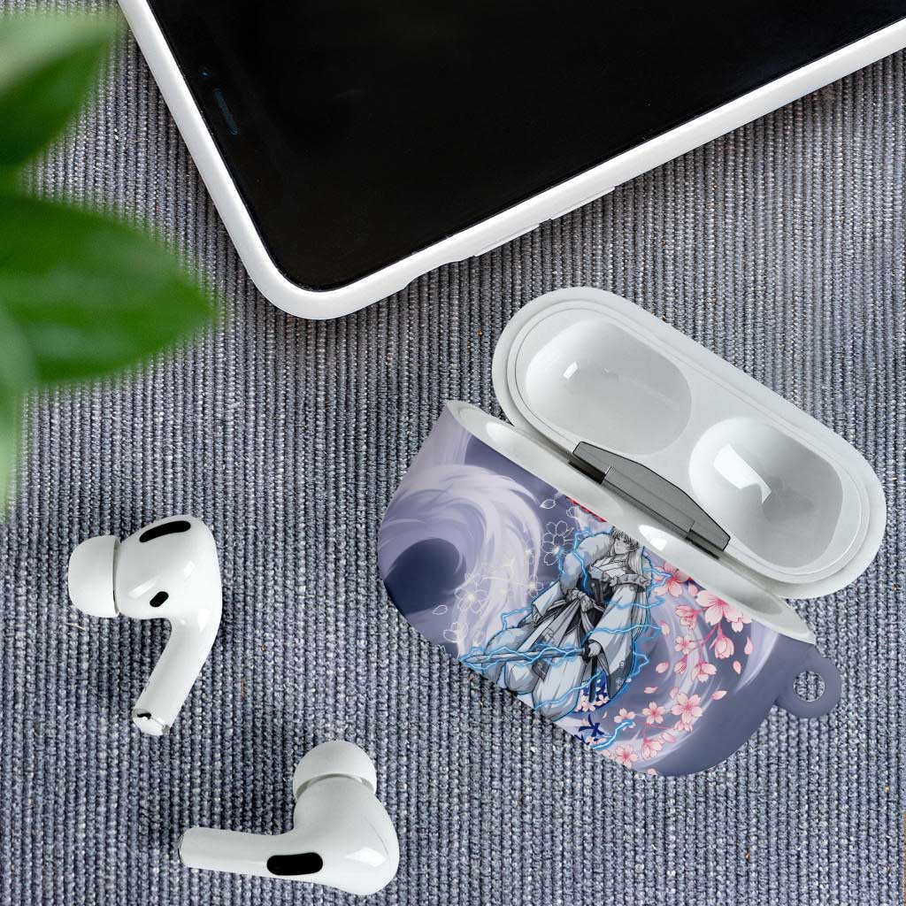 Sesshomaru Inuyasha Series AirPods Case Elegant Sakura Storm Style with Crescent Moon Motif
