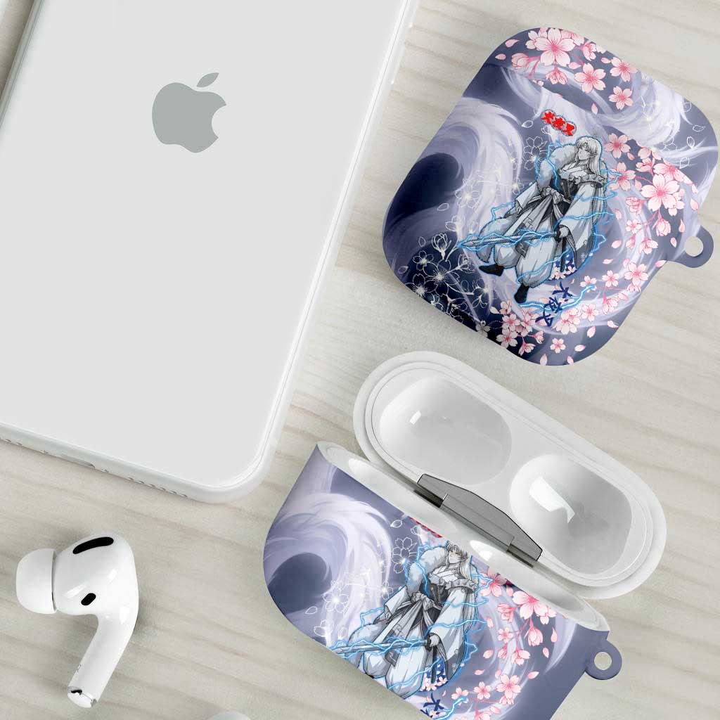 Sesshomaru Inuyasha Series AirPods Case Elegant Sakura Storm Style with Crescent Moon Motif