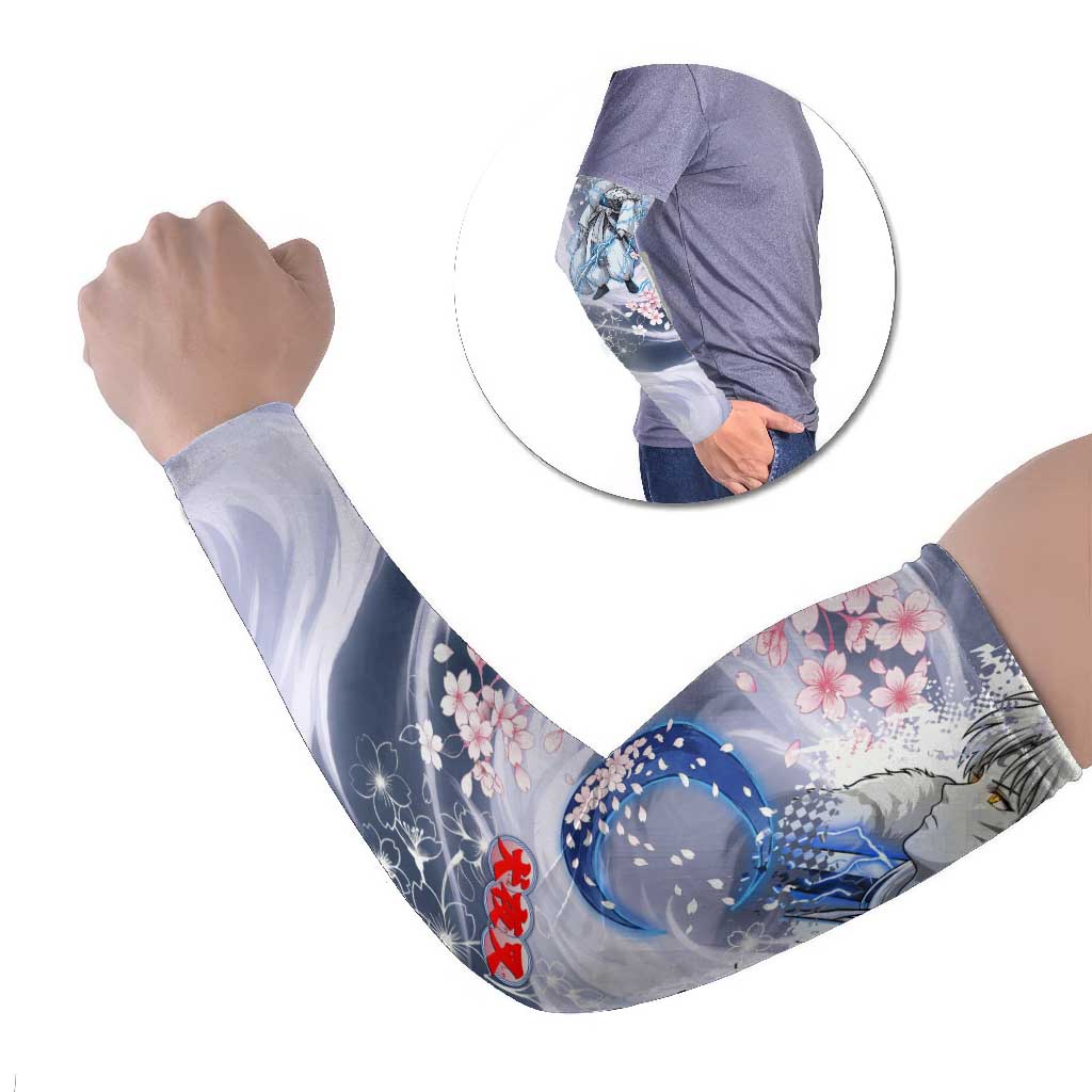 Sesshomaru Inuyasha Series Arm Sleeves Elegant Sakura Storm Style with Crescent Moon Motif