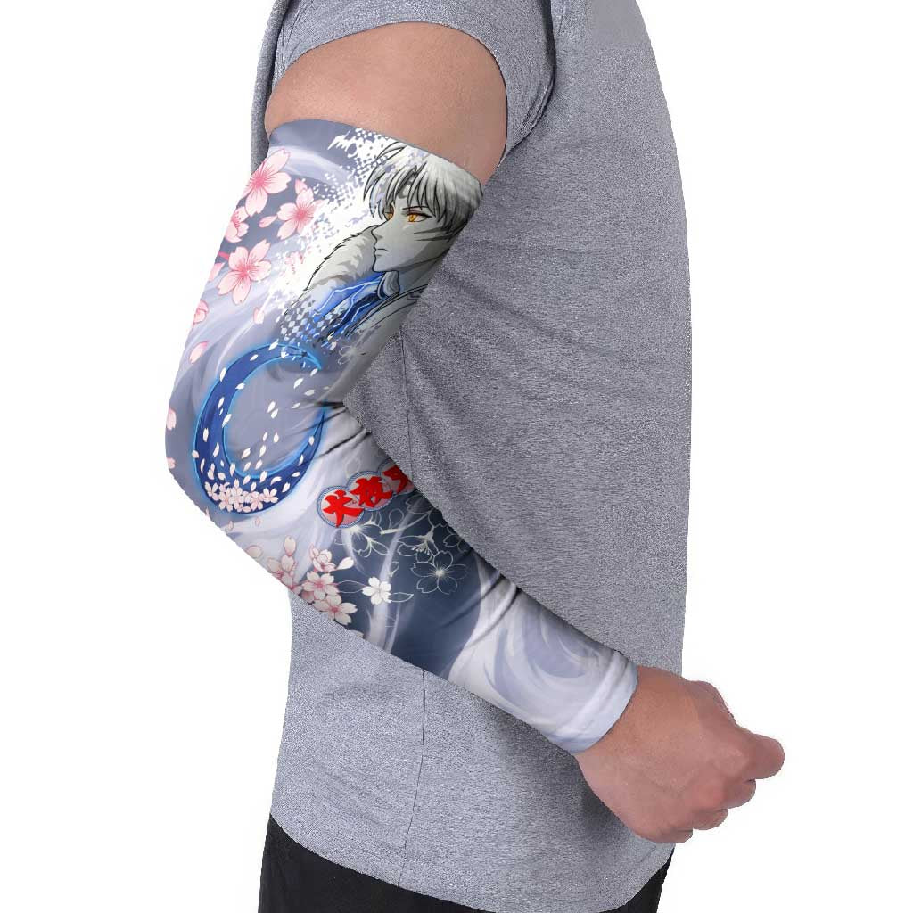 Sesshomaru Inuyasha Series Arm Sleeves Elegant Sakura Storm Style with Crescent Moon Motif