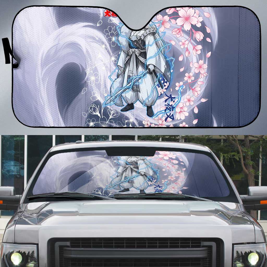 Sesshomaru Inuyasha Series Auto Sun Shade Elegant Sakura Storm Style with Crescent Moon Motif