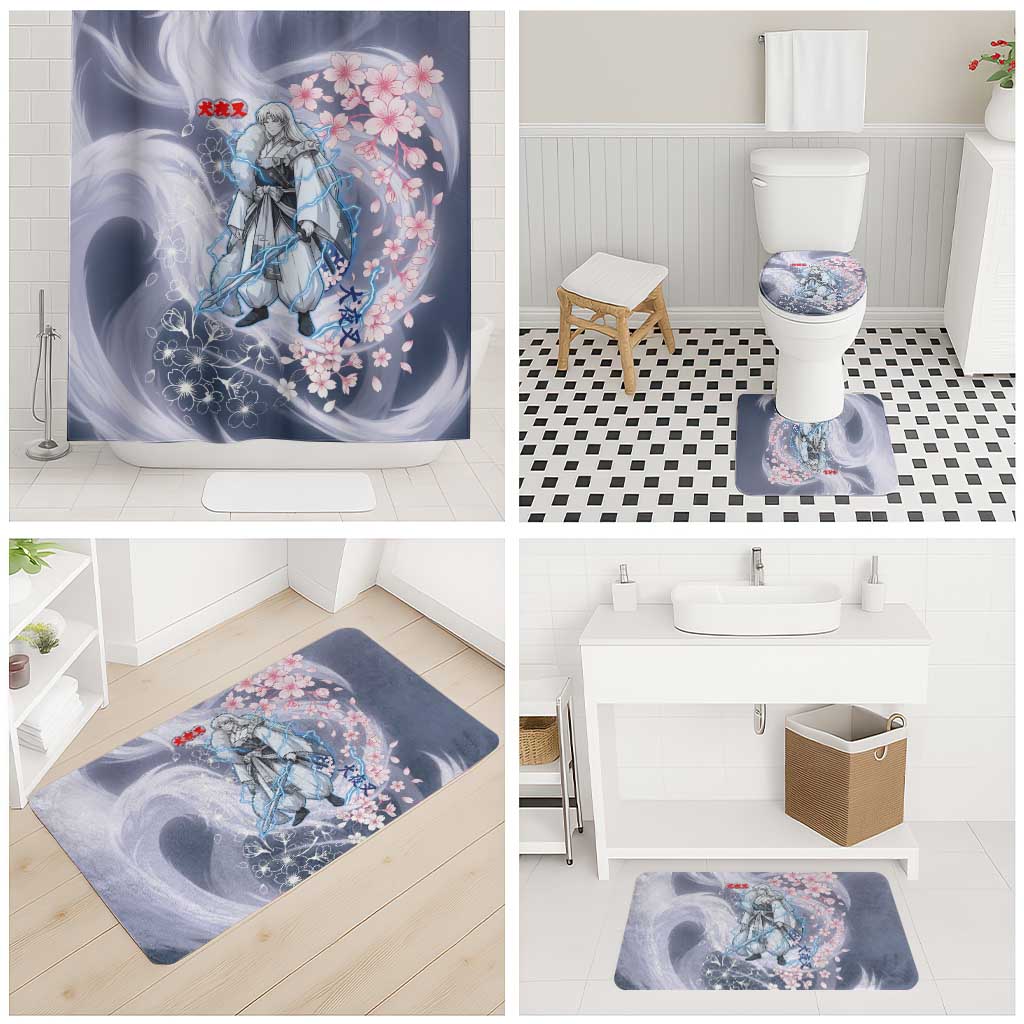 Sesshomaru Inuyasha Series Bathroom Set Elegant Sakura Storm Style with Crescent Moon Motif