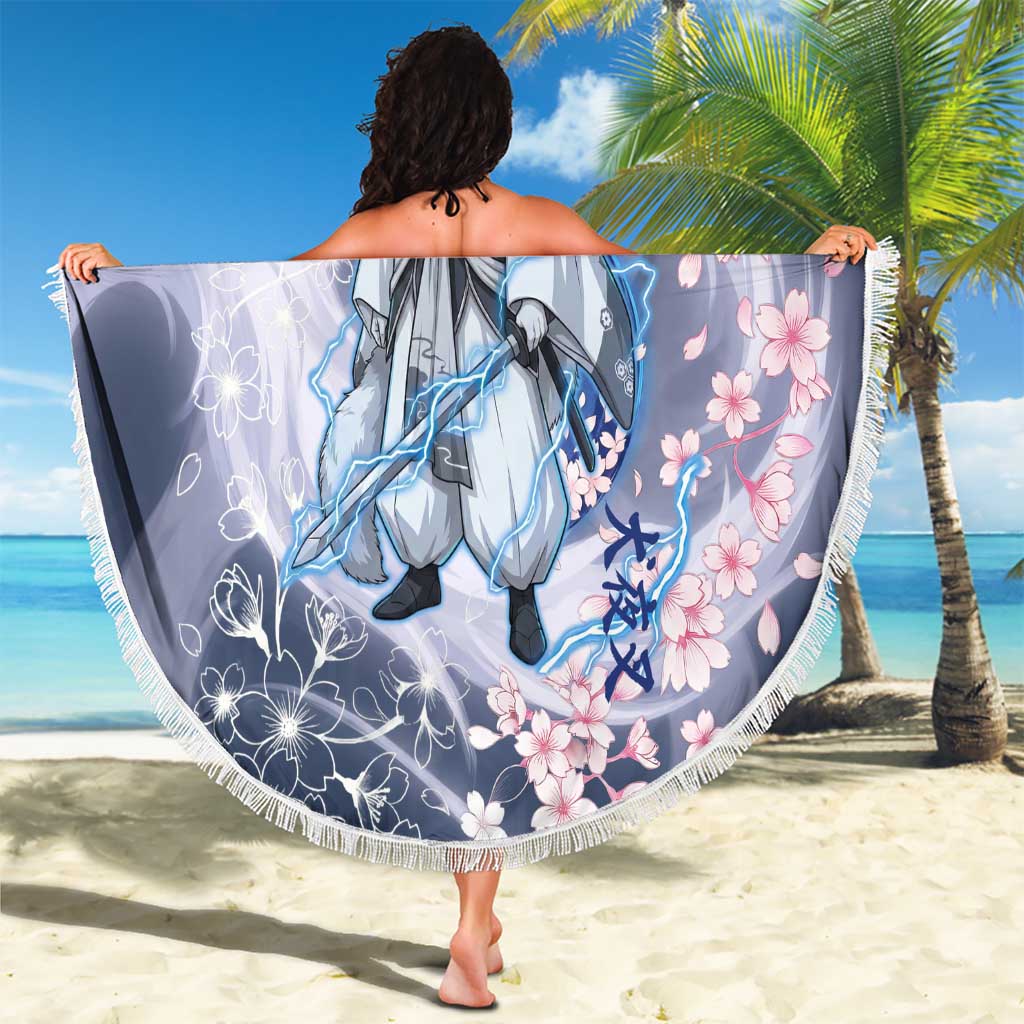 Sesshomaru Inuyasha Series Beach Blanket Elegant Sakura Storm Style with Crescent Moon Motif