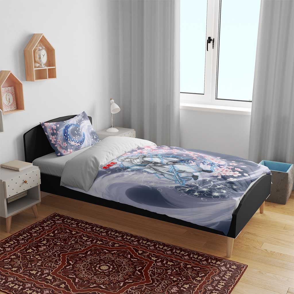 Sesshomaru Inuyasha Series Bedding Set Elegant Sakura Storm Style with Crescent Moon Motif