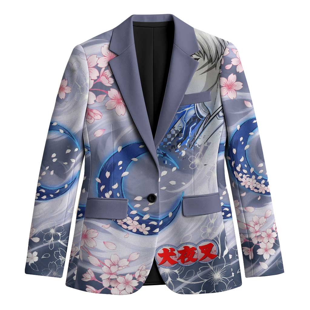 Sesshomaru Inuyasha Series Blazer Elegant Sakura Storm Style with Crescent Moon Motif