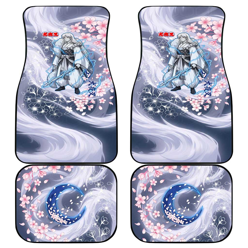 Sesshomaru Inuyasha Series Car Mats Elegant Sakura Storm Style with Crescent Moon Motif