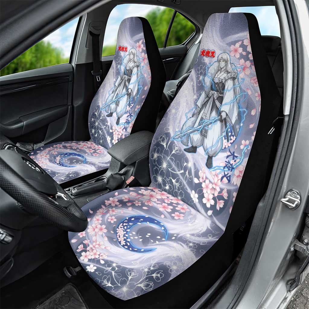 Sesshomaru Inuyasha Series Car Seat Cover Elegant Sakura Storm Style with Crescent Moon Motif