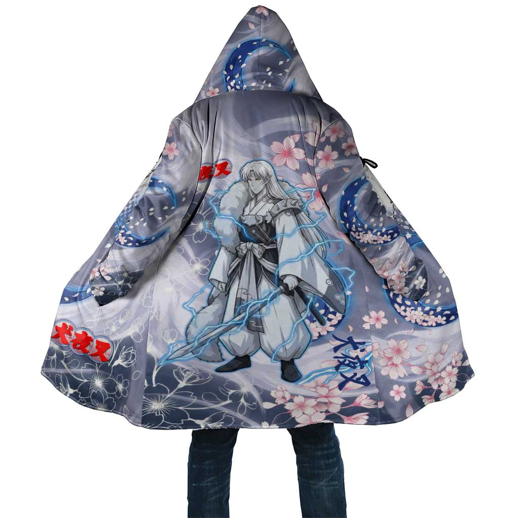 Sesshomaru Inuyasha Series Cloak Elegant Sakura Storm Style with Crescent Moon Motif