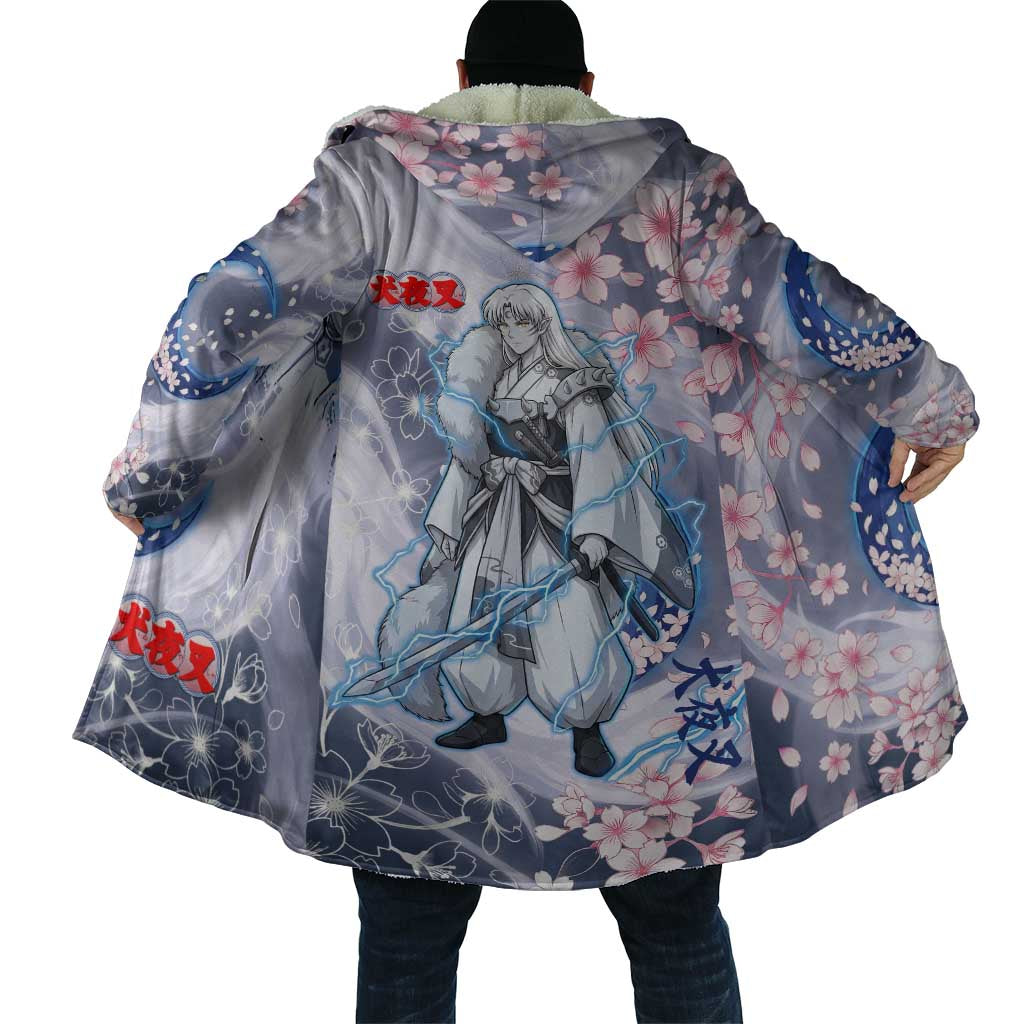 Sesshomaru Inuyasha Series Cloak Elegant Sakura Storm Style with Crescent Moon Motif