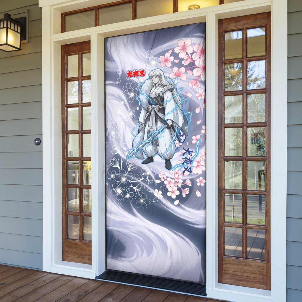 Sesshomaru Inuyasha Series Door Cover Elegant Sakura Storm Style with Crescent Moon Motif