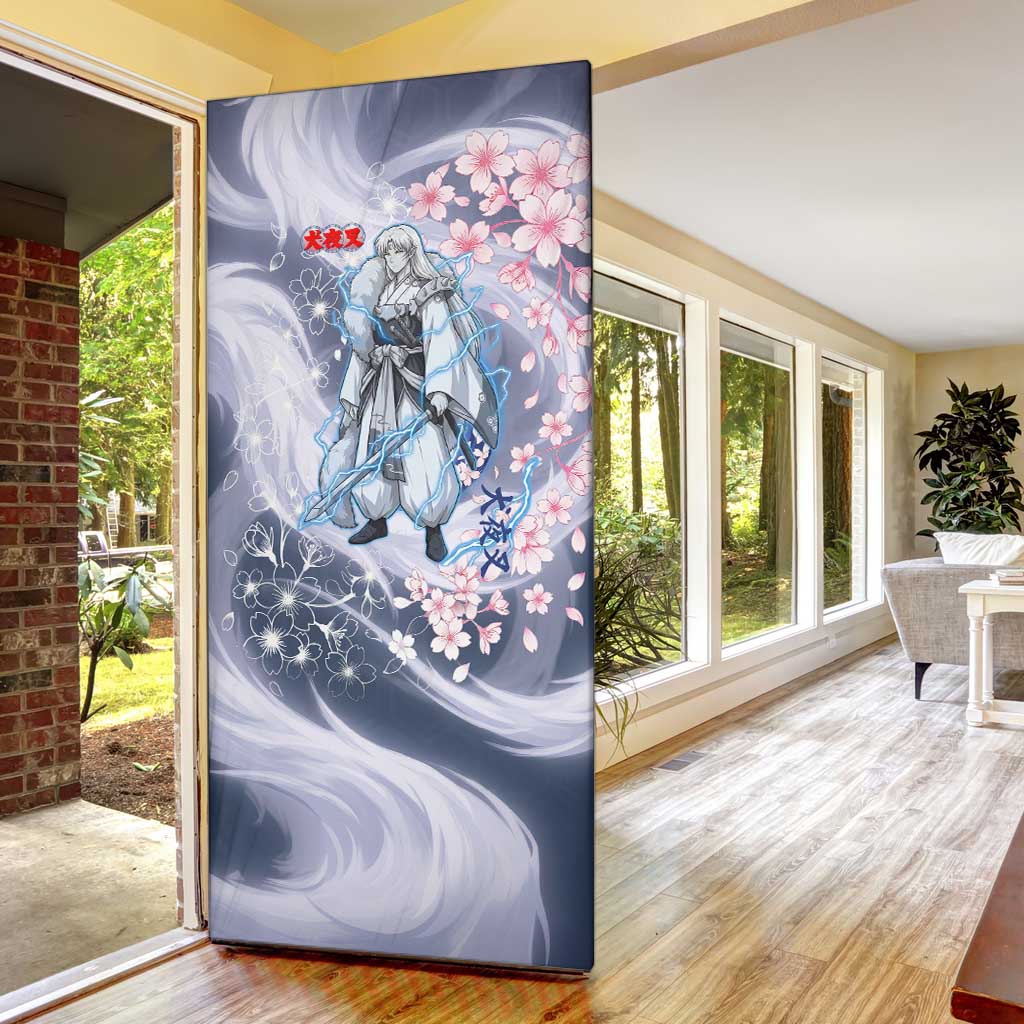 Sesshomaru Inuyasha Series Door Cover Elegant Sakura Storm Style with Crescent Moon Motif