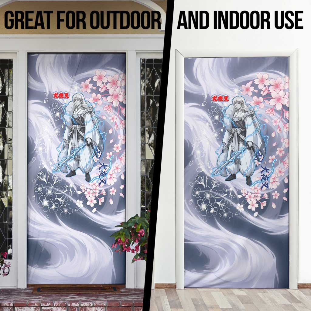 Sesshomaru Inuyasha Series Door Cover Elegant Sakura Storm Style with Crescent Moon Motif