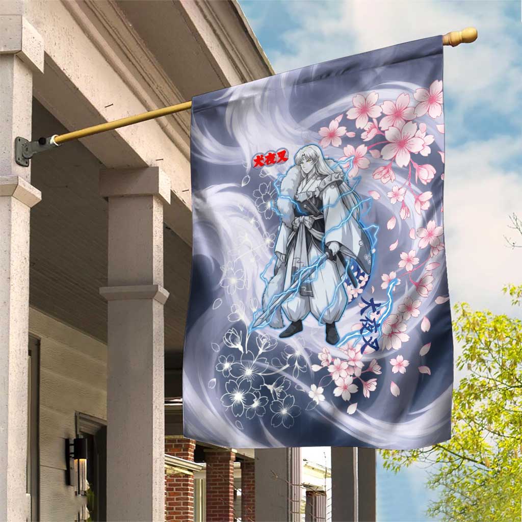 Sesshomaru Inuyasha Series Garden Flag Elegant Sakura Storm Style with Crescent Moon Motif