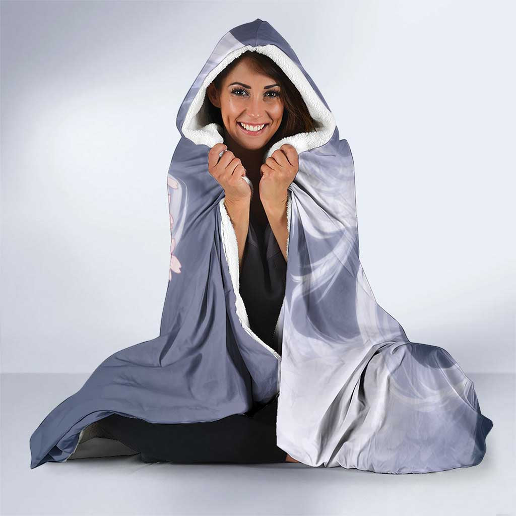 Sesshomaru Inuyasha Series Hooded Blanket Elegant Sakura Storm Style with Crescent Moon Motif