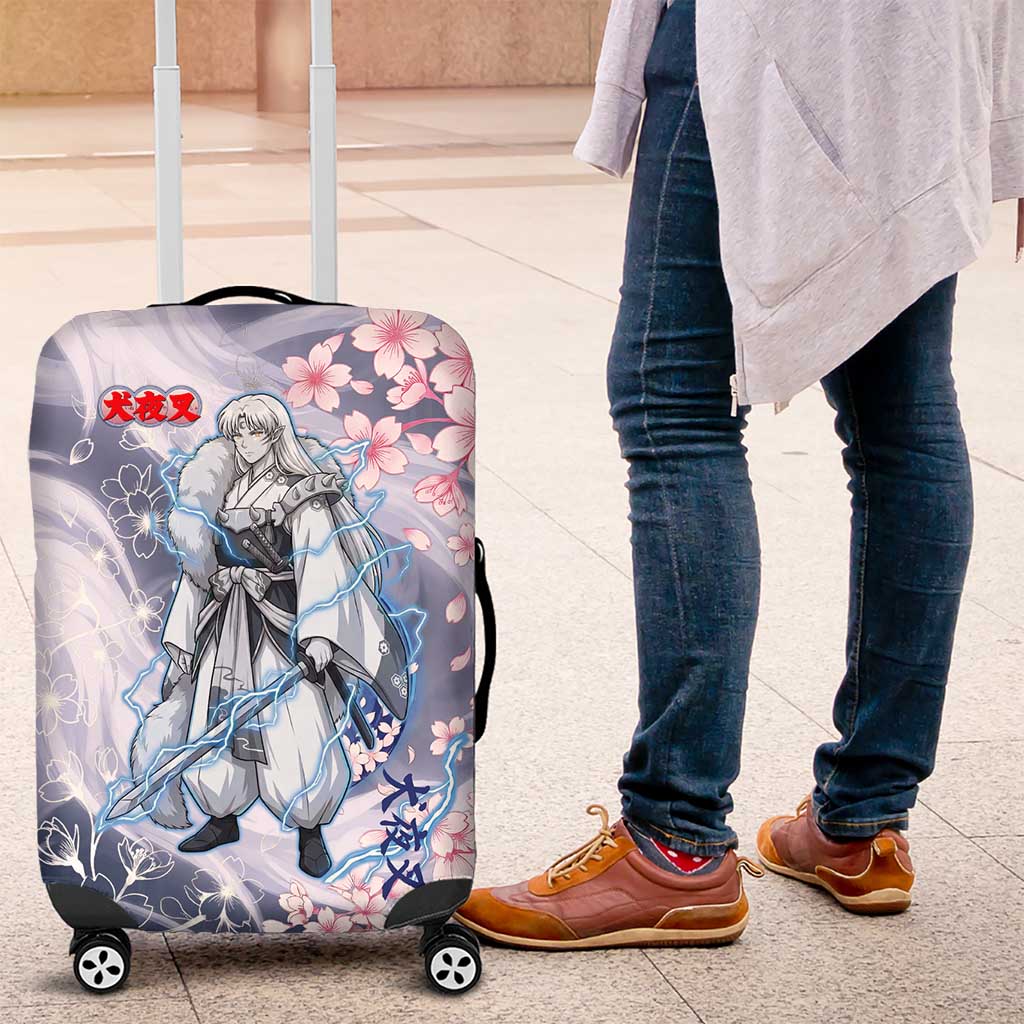 Sesshomaru Inuyasha Series Luggage Cover Elegant Sakura Storm Style with Crescent Moon Motif