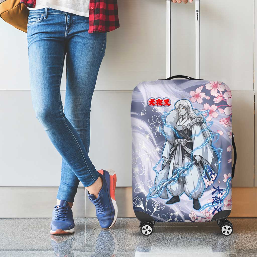 Sesshomaru Inuyasha Series Luggage Cover Elegant Sakura Storm Style with Crescent Moon Motif