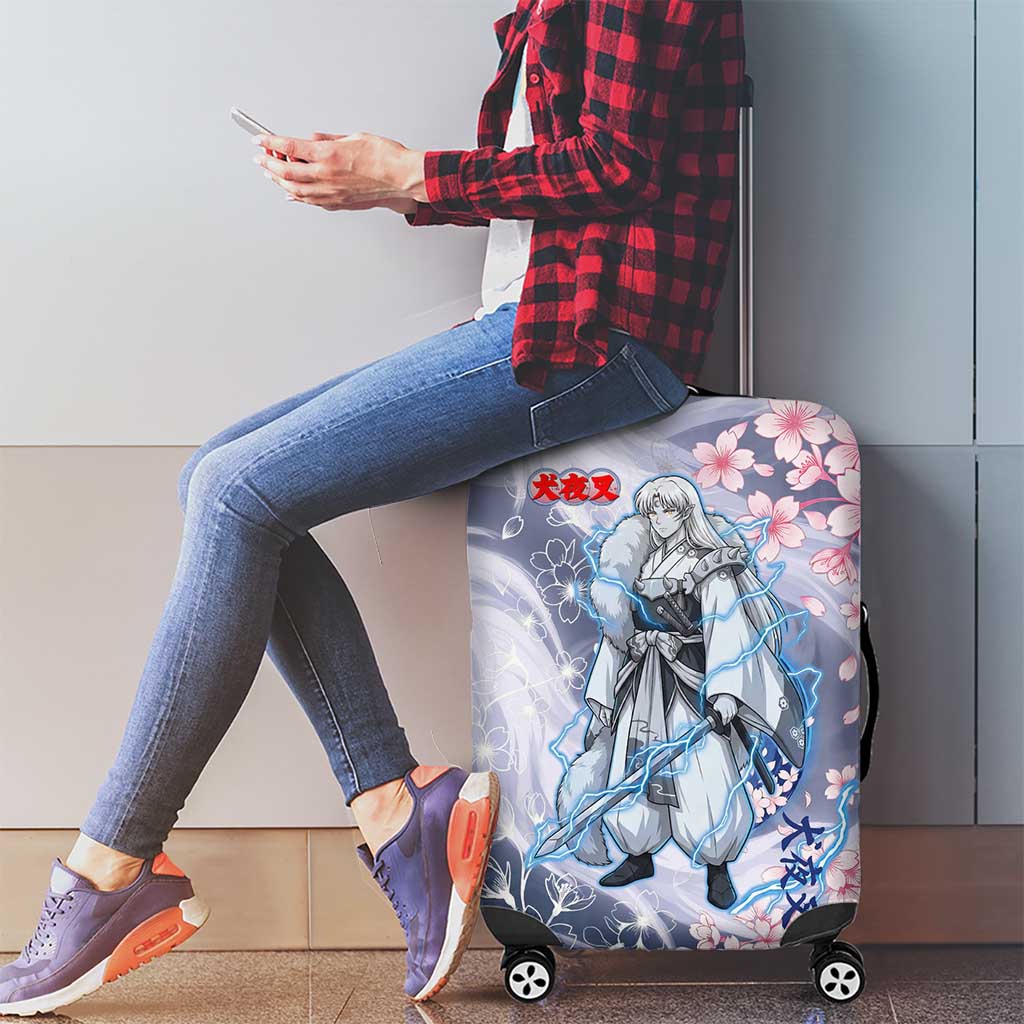 Sesshomaru Inuyasha Series Luggage Cover Elegant Sakura Storm Style with Crescent Moon Motif