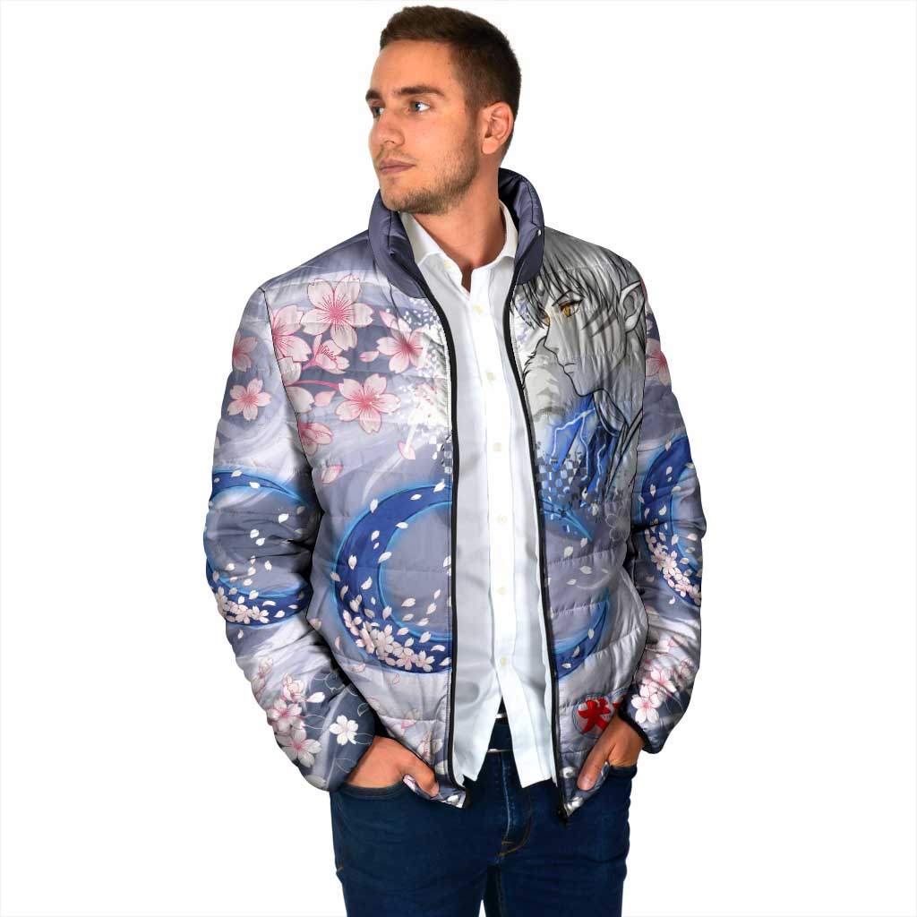 Sesshomaru Inuyasha Series Padded Jacket Elegant Sakura Storm Style with Crescent Moon Motif
