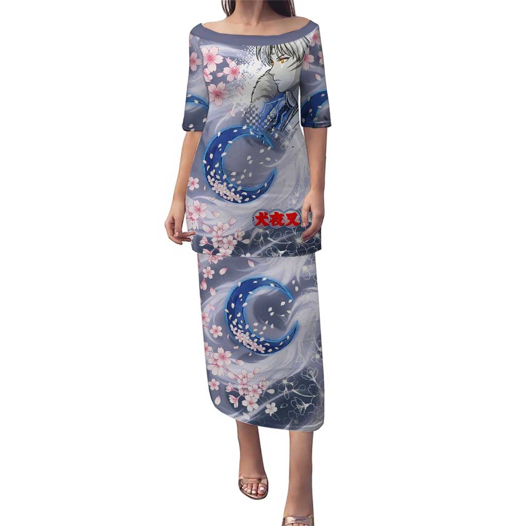 Sesshomaru Inuyasha Series Puletasi Elegant Sakura Storm Style with Crescent Moon Motif