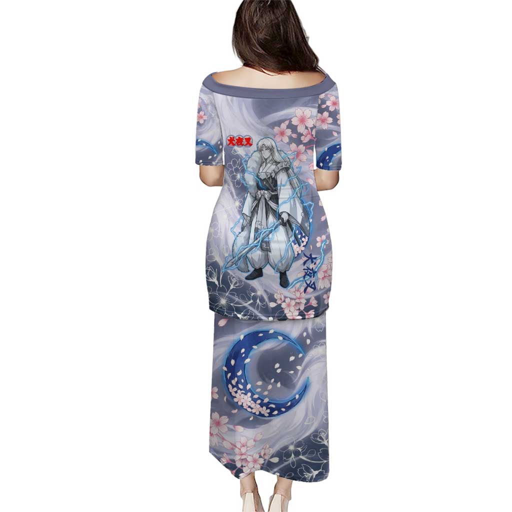 Sesshomaru Inuyasha Series Puletasi Elegant Sakura Storm Style with Crescent Moon Motif