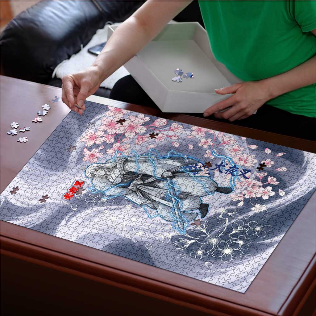 Sesshomaru Inuyasha Series Puzzle Elegant Sakura Storm Style with Crescent Moon Motif