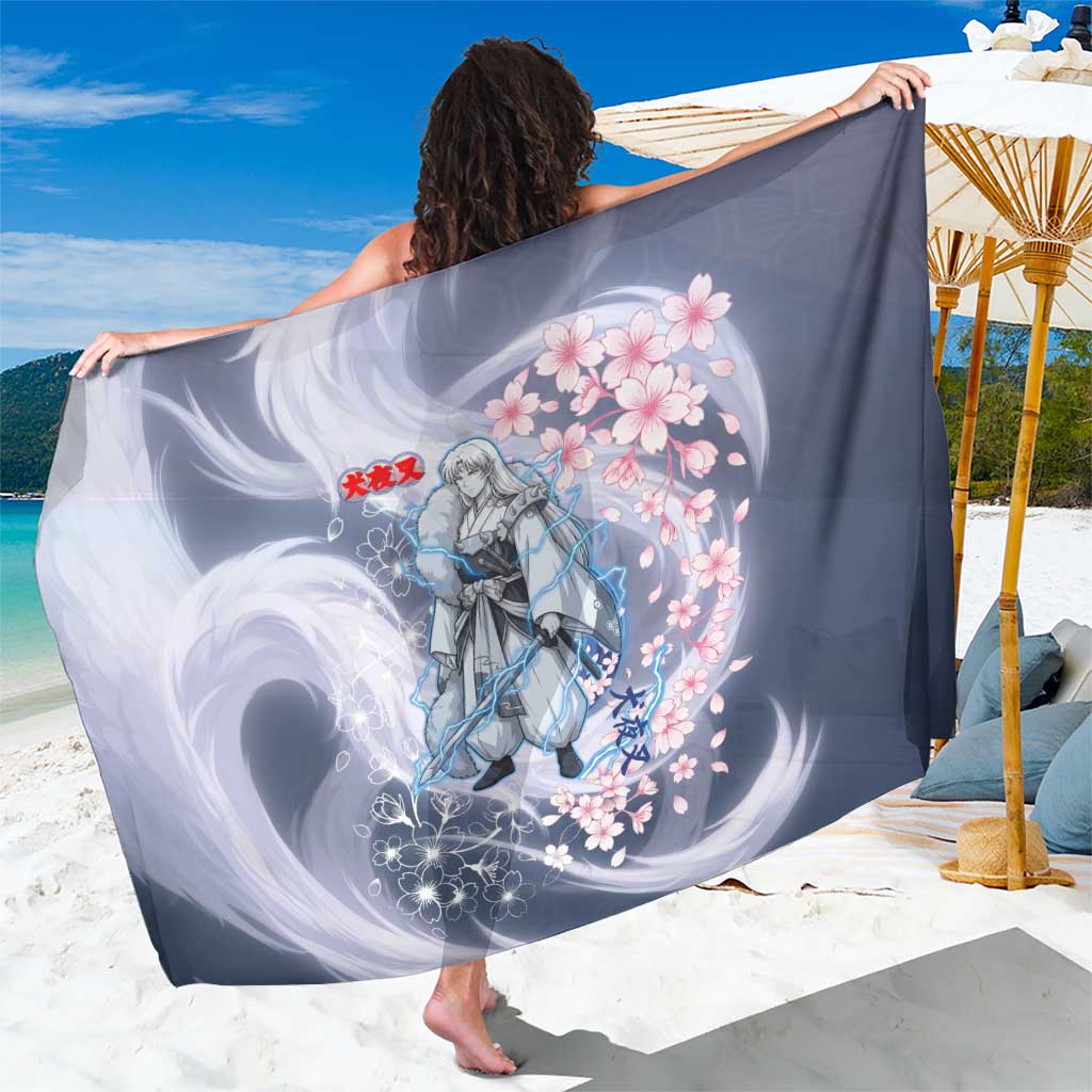 Sesshomaru Inuyasha Series Sarong Elegant Sakura Storm Style with Crescent Moon Motif