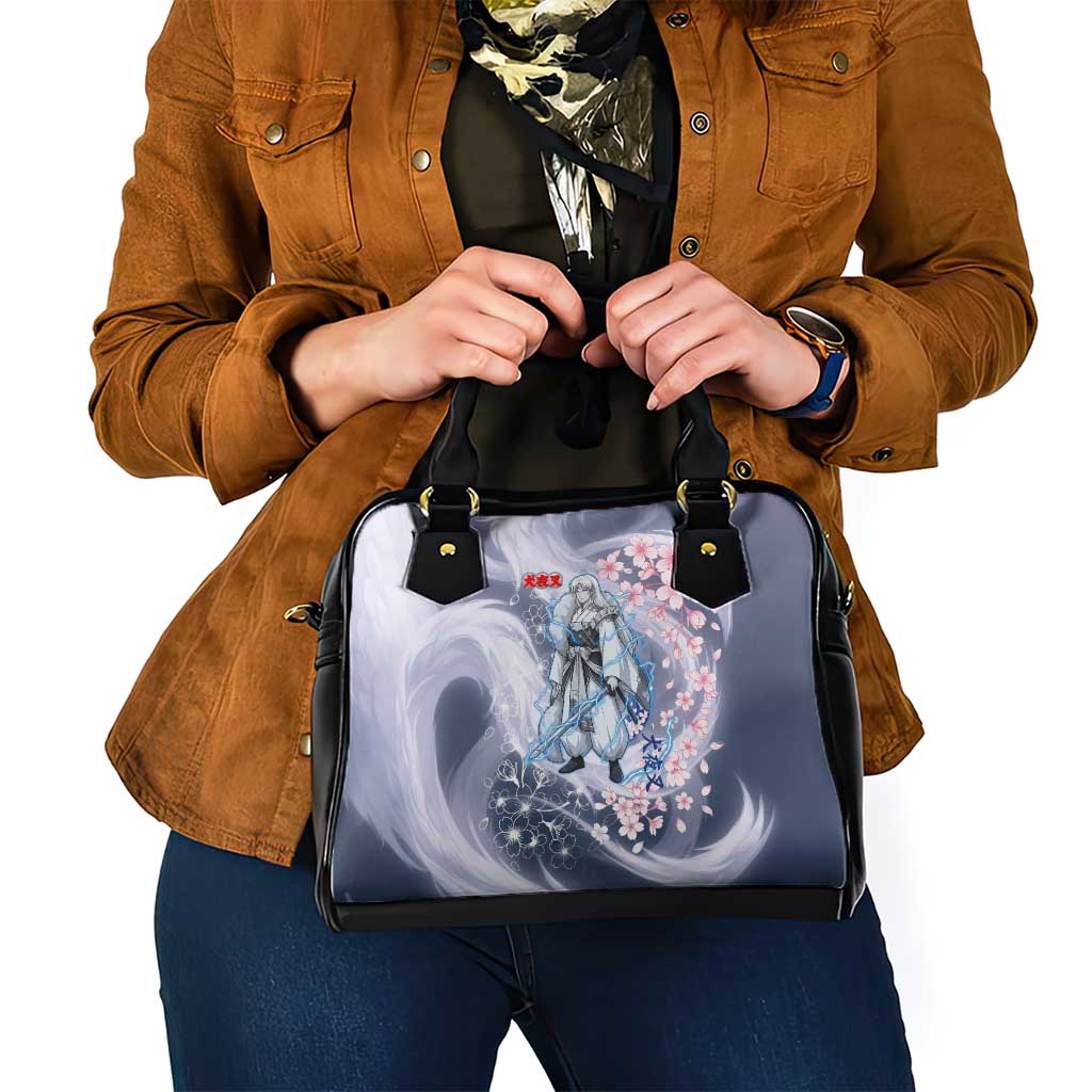 Sesshomaru Inuyasha Series Shoulder Handbag Elegant Sakura Storm Style with Crescent Moon Motif